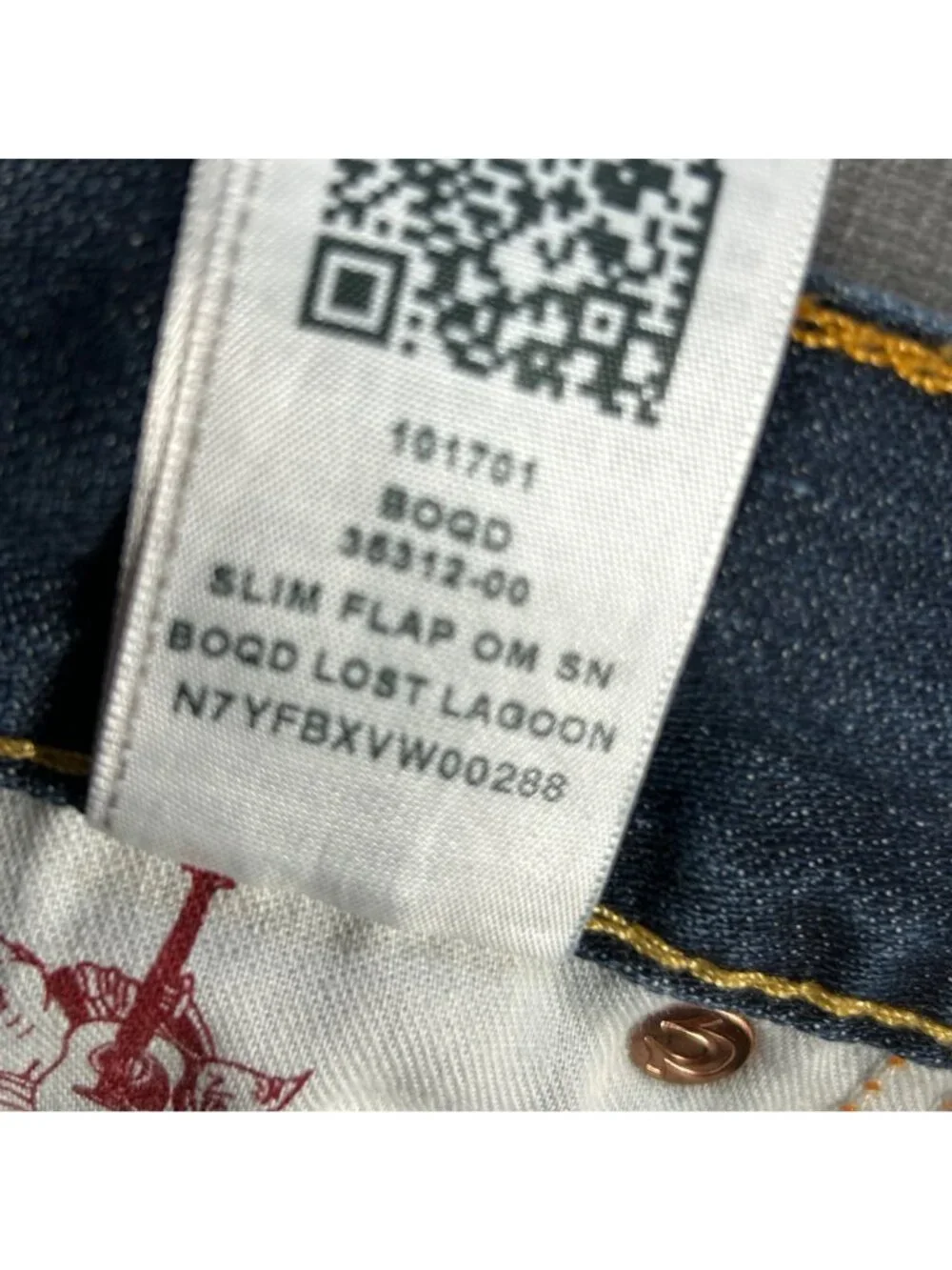 True Religion Slim Straight Jeans Mens 36 Dark Wash Premium Denim Blue Lagoon